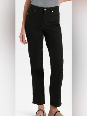 NEW- 4 Highest-Rise Straight Black 
Button fly 5 pocket black buttons jeans